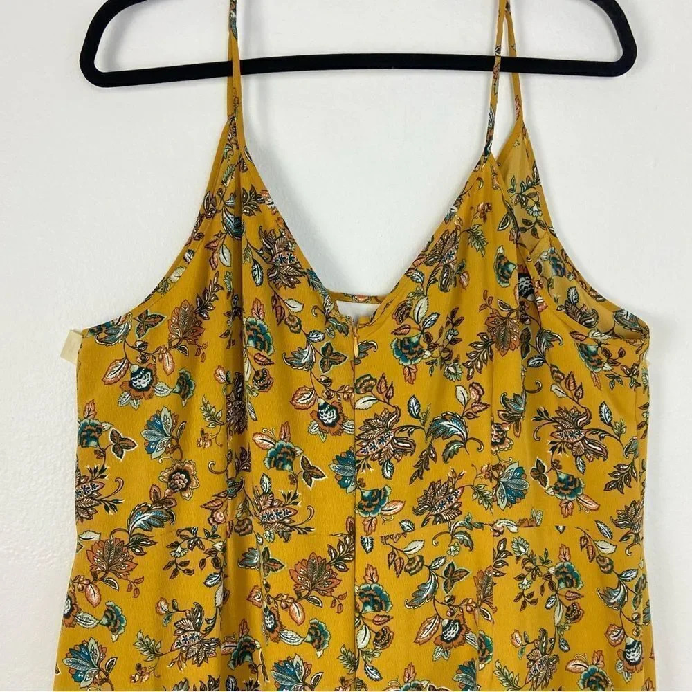 Forever 21 Womens Harvest Yellow Floral Wide Leg Jumpsuit Boho Cottagecore 3X - Picture 6 of 12
